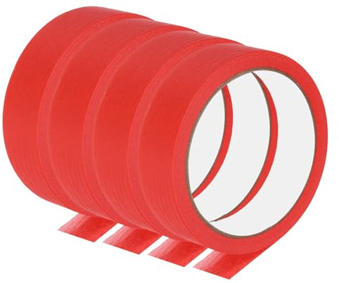 PATIKIL Ruban de Masquage, 4 Rouleaux 22 Yard x 1 Pouce Ruban Adhésif Multi-Surfaces Sans Résidus pour Peinture Murale, l'Étiquetage, Loisirs Créatifs à Domicile, Décoration, Rouge