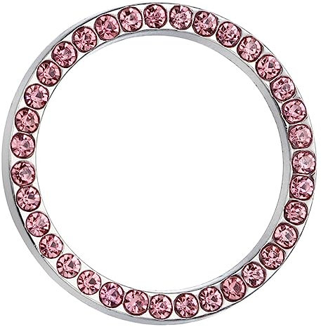 DRESSOOS Auto Startknopf Dekoring Mit Pinkem Strassstein Bling Kristall Auto Zubehör Selbstklebend Elegante Motor Start Stop Taste Deko Einfach Anzubringen Für Autofahrer Und Fahrzeugverede