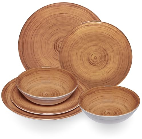 Melamin Geschirr Set Braun 2 Personen 6 Teile Wohnwagen Camping Picknick
