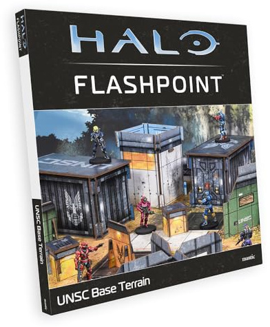 Halo: Flashpoint – UNSC Base Terrain Set | Sci-Fi Card Terrain with Base Structures, Tokens & Weapon Cards | Battlefield Scenery Accessory