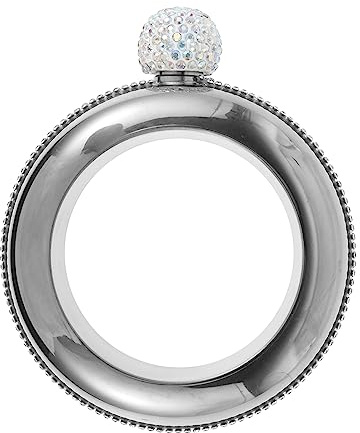 Armreif Flasche100ml, Armband Armreif Flasche Edelstahl mit Trichter Strasssteinen, Flachmann Armband Funkelnd für Mädchen Teilnahme Tanzpartys Geburtstagsfeiern (Silber)