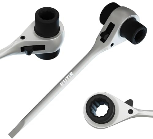 Kutir Chainsaw Scrench Wrench, 13mm & 19mm Ratchet T-Wrench Spanner Tool, Combination Screwdriver for Chainsaw Maintenance