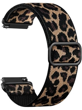 Maledan 22mm Watch Strap Compatible with Garmin Venu 3 Strap Venu 2 Vivoactive 4 Forerunner 255 265, Elastic Nylon Sport Loop Band for Samsung Galaxy Watch 3 45mm/Amazfit/Fossil Men Women, Leopard