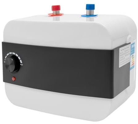 JAYEUW Scaldabagno elettrico 1500 W, 220 V, mini scaldabagno istantaneo, temperatura regolabile da 0 a 65 °C, indicatore di temperatura a LED da 6 l, G1/2, per cucina, bagno, doccia