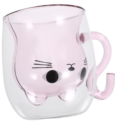 PRETYZOOM Taza De Té De Gato Tazas Novedosas Taza De Viaje De Gato Lindo Vaso De Café Lindo Gato Taza De Café Taza De Café De Gato Linda Taza De Gato Taza De Café Expreso Rosa Vidrio