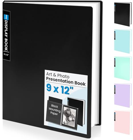 Sooez Binder with Plastic Sleeves 30-Pocket, Displays 60 Pages, 9x12 Presentation Folders with Clear Sheet Protectors, Art Portfolio with 30 Black Paper for Certificate & Office Project