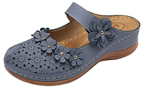 HOOUDO Sandali Con Tacco,Sandali Con Zeppa,Scarpe Senza Lacci,Scarpe Da Trekking,Ciabatte Estive Eleganti,Ciabatte Gomma,Chiusi Davanti Tacco,Comodi Tacco Basso