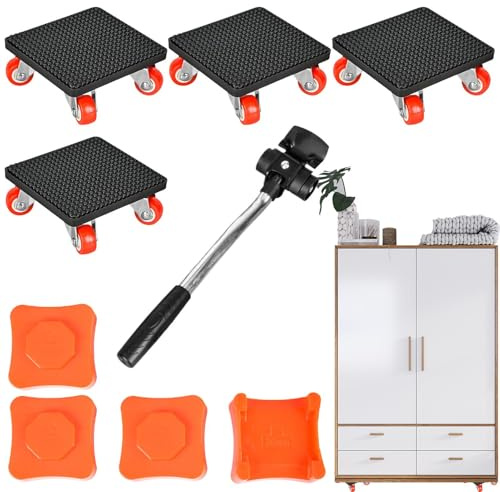 Muebles Sliders - Herramienta de Elevador de 360 Grados con Cuatro Bases rodantes | Kit de Transporte Pesado para Bancos cambiantes, artículos de Garaje, armarios, electrodomésticos, Pianos