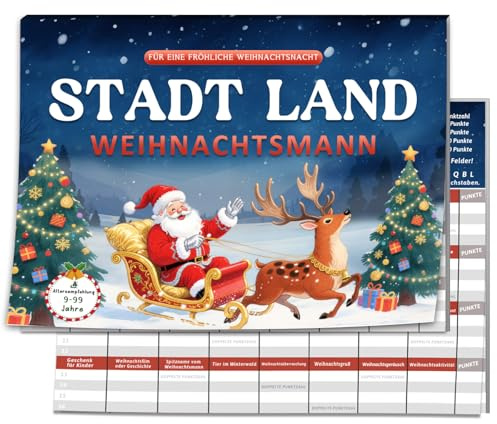 BOYATONG Stadt Land Christmas Weihnachtsspiel, Activity Spiel, Wichtelgeschenke für Frauen Männer Mädchen Junge, Wichtel Geschenke Erwachsene, Kleinigkeiten Weihnachten Adventskalender 2026