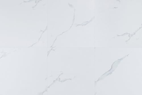 FlorExp Peel and Stick Floor Tiles,White Marble,30 Tiles 2.8㎡ | Coating Surface / Durable / Matte Finish / 1.5mm Thick / Office / RV / Washroom / Bathroom