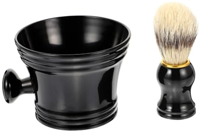 LALADEFIEE 2 pezzi con Pennello e Ciotola per Sapone Kit Rasatura con Manico Ergonomico e Materiale Durevole Facile per Viaggi