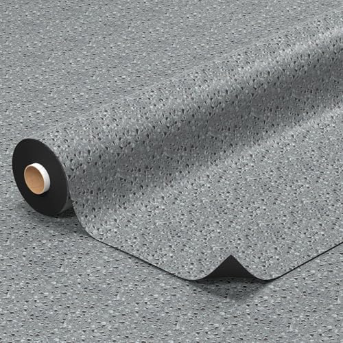 Suelo de PVC por metros, suelo de vinilo, 140 cm de ancho, aspecto de granito, terrazo gris, 240 x 140 cm