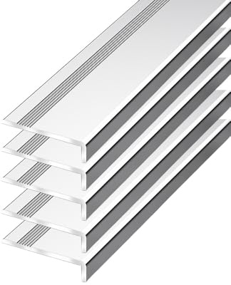 KGPGNYMYHA 5 Molduras De Aluminio Para Alféizar De Ventana, Borde De Escalera Para Escaleras De Madera, Baldosas De Vinilo Y Escalones Pequeños(Silver,100cm/40in)