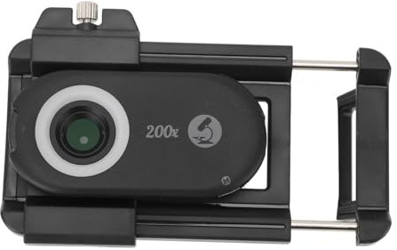 Zunate Telefonmikroskop mit CPL-Linse, LED-Licht, 200-fache Vergrößerung, Mikroskop für Smartphones mit Universal-Clip und 12 LED-Lichtern, für Kinder und Erwachsene, die die Mikrowelt
