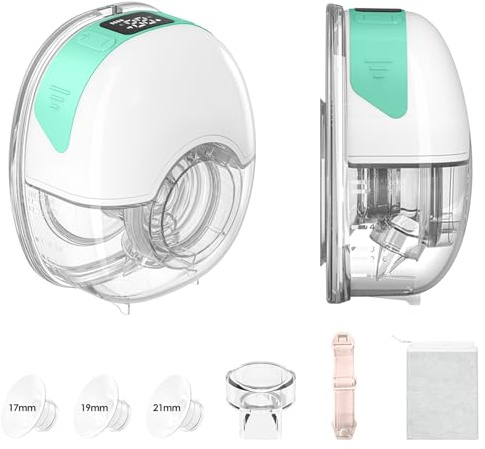 HyAdierTech Sacaleches Eléctrico Manos Libres, Extractor de Leche Portátil de Boca de Bebé con 4 Modos y 12 Niveles, Pantalla Inteligente, Ruido Inferior a 45 dB, 1 Unidad, Rosa (verde)