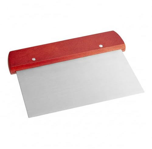 Notana Stainless Steel Dough Cutter and Bench Scraper with Dark Wooden Handle - Pastry Scraper and Dough Divider for Bread, Pizza, Pastry, Baking Prep, and for Kitchen Use (5 7/8 x 4 1/2)