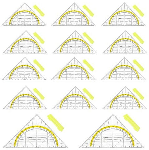 14 Stück Geodreieck mit Griff, 14 cm Geodreieck Flexibel, Flexibles Geometrie-Dreieck, Präzises Zeichenwerkzeug für Schule, Büro und technische Zeichnungen, Mathematische und künstlerische Anwendunge