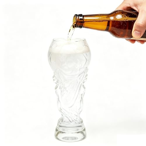 CEWROM Jarra de cerveza de cristal, vasos de fútbol, copa de cerveza Copa Mundial 2026, jarras de fútbol creativas divertidas, regalos para hombres aficionados al fútbol, jarra de cerveza de fútbol
