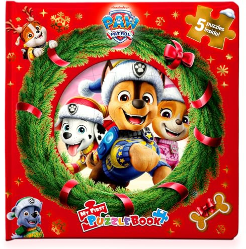 Paw Patrol Christmas My First Puzzle Book - Jigsaw Puzzles for kids, 10-page board book, 5 puzzles to enjoy
