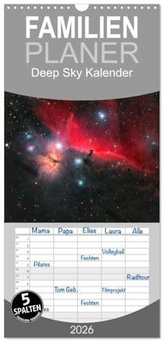 Familienplaner 2026 - Deep Sky Kalender mit 5 Spalten (Wandkalender, 21 cm x 45 cm), CALVENDO: Nebel der Milchstraße in Farbe und als Hubble Palette (CALVENDO Wissenschaft)