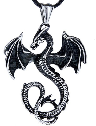 Kiss of Leather Großer Drachen Anhänger aus Edelstahl mit Panzerkette 45-65 cm Ed. 20E