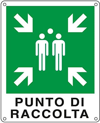 CARTELLO ALLUMINIO 25x31cm 'PUNTO DI RACCOLTA' CARTELLI SEGNALATORI