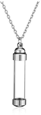 Jovivi Edelstahl Asche Schmuck Memorial Urne Acryl Flasche Anhänger Öffnen Kette Kapsel Pendant Halskette für Gedenk