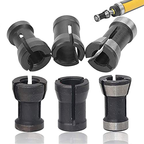 6 Stk. Spannmutter Federzangen Set, Geradschleifer Ersatzspannzange, Legierung Spannzangen Adapter, 6/6,35/8mm Adapter, Spannzangen Adapter, Spannzange für Geradschleifer Ersatzspannzange