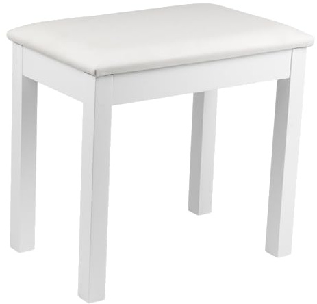 Gator Frameworks GFW-KEYBENCH-WDWH Klavierbank – Traditionelle Holzbank in Weiß, gepolsterte Sitzfläche, ideal für Keyboard, Piano, Studio & Bühne