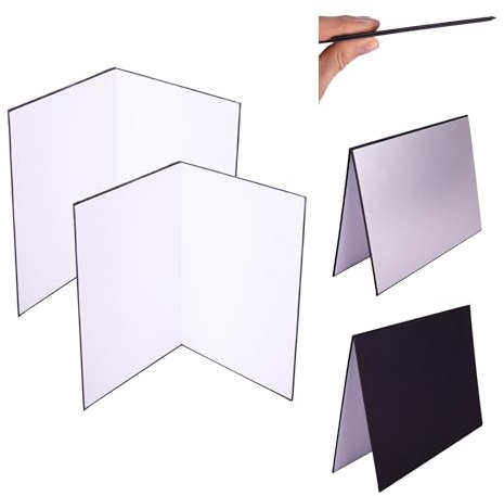 Lens-Aid 3-in-1Falt-Reflektor fürs Fotostudio: Cardboard zum Aufhellen, Kontrast setzen und Ausleuchten in weiß, schwarz, Silber (A4 2er Pack)