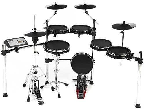 Fame Hybrid PRO E-Drum Set, Elektronisches Hybrid Schlagzeug mit Gewebefellen und echter HiHat 12, Kick Pad 12“, Software Editor PC/MAC, Soundmodul Europe
