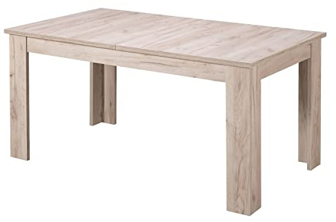 Homestyle4u Esstisch ausziehbar 160 x 90 cm Eiche Grau – verlängerbar auf 200,5 cm Esszimmertisch/Küchentisch mit melaminbeschichteter Platte Holztisch