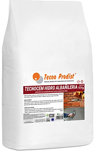 TECNOCEM HIDRO ALBAÑILERÍA de Tecno Prodist - (SACO 10 Kg) - Mortero de cemento para trabajos de albañilería y construcción, hidrófugo, ideal para revocos, enlucidos y colocación de ladrillos, (Gris)