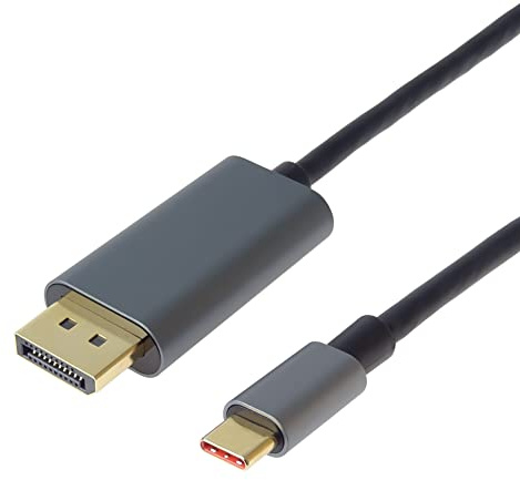 PremiumCord 8K Cable USB-C sur DisplayPort 1.4, Résolution jusqu'à UHD 8K @ 60Hz, 4K @ 120Hz et Full HD 1080p, Connecteur sur les Bouchons, HDCP 2.2, Aluminium, Couleur Gris Métallique, Longueur 2 m