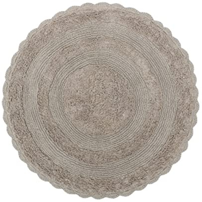 The Home Talk Häkel-Badteppich aus Baumwolle,Teppich für Spa, Waschtisch, Dusche, Küche und Wohnzimmer,wasserabsorbierende Bettwäsche,warme und weiche Teppiche,Badezimmerzubehör,61 cm rund,Taupe