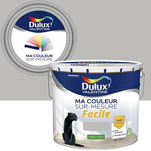 Ma Couleur Sur-mesure par Dulux Valentine – Peinture Intérieure Murs, Plafonds, Boiseries - Facile à appliquer - Satin Béton Gris 10 L