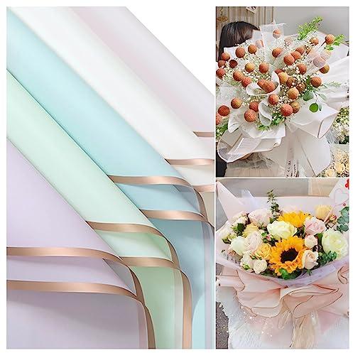 Wasserdichtes Blumen Geschenkpapier - 50 Blatt für Hochzeit und Geburtstage - 58cm, 5 Farben