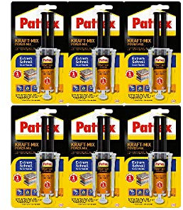 Pattex 1472473 Kraft-Mix Extrem Schnell, extrem schnell härtender 2 Komponenten Kleber, 2K Kleber mit hoher Beständigkeit, 6x12 g