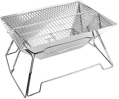 QWORK® Barbecue Charbon de Bois Portable, Mini Barbecue Camping pour Barbecue de Jardin Camping Voyage Festival (Rettangolo)
