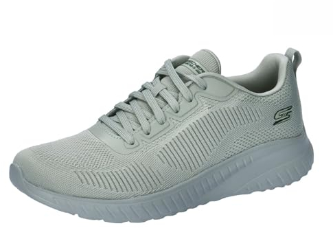 Skechers Women's Bobs Squad Chaos Face Off Sneaker, Sage Engineered Knit, 4 UK
