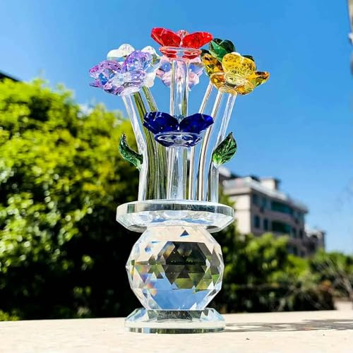 QIJIAYU Kristall Bunter Blumenstrauß Briefbeschwerer Basteln Mini Zuhause Hochzeit Party Auto Dekoration Souvenir Valentinstag Romantisches Geschenk