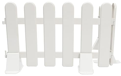 Kisangel Gartenzaun, Kunststoff, weiß, Lattenzaun, Blumenzaun, Dekoration, Outdoor, mit 4 Sockeln, 2 Stück