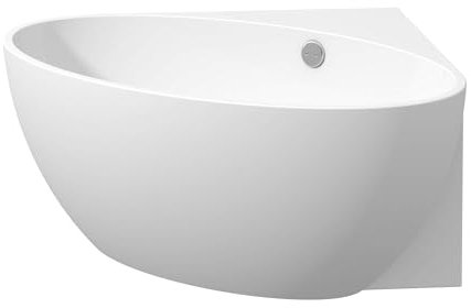 BAYSTONE Freestanding Corner Bath Modern Designer Acrylic Bathtub 1510mm Built-in Waste Overflow