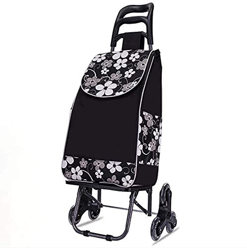 Carro de compras de gran capacidad Carro de compras plegable liviano Carro multiusos para subir escaleras con bolsa extraíble impermeable Ruedas delanteras giratorias Escalador Ba de gran tamaño