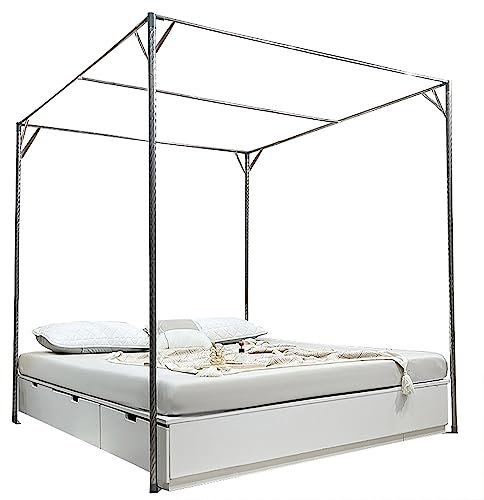 Himmelbettrahmen, Pfostenstangen, Doppelbett, Bettrahmen in voller Größe, Baldachin aus robustem Metall, Himmelbettrahmen mit Himmelbett, King, Twin