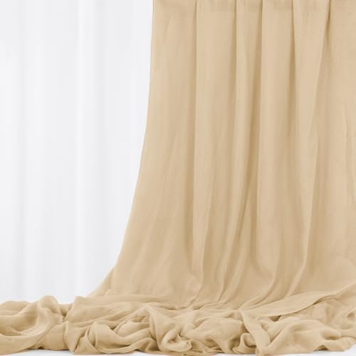 Tessuto di Garza per Matrimonio Beige 9,2 m x 90 cm, Garza Drappeggio ad Arco Drappo per Soffitto Runner da Tavolo, Garza Fai da te per Tovaglioli con Fascia per Sedia Decorazione di Nozze