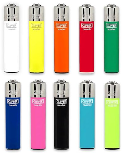 OBD Clipper Lighter Pack of 10 Refillable Lighters Durable Windproof Lightweight Pocket Lighters for Everyday Use (10 Colors)