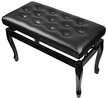 Klaviersitz, Klavierbank aus Leder, verstellbare Klavierbank, Klavierhocker aus Holz mit dickem PU-Ledersitz, geeignet zum Üben von Musik, Höhe: 48–58 cm (Schwarz B), Schwarz-B