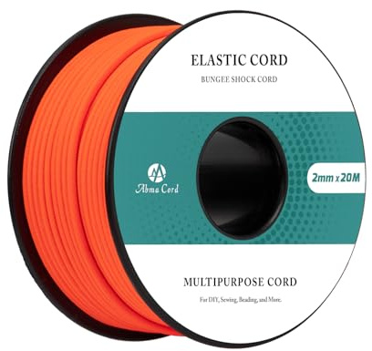 Abma Cord Filo Elastico 2mm x 20m Cordino Cordoncino Corda Elastica Tondo per Braccialetti, Gioielli, Perline, Campeggio - Arancione Neon