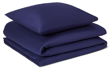 Amazon Basics Bettwäsche 135x200 100% Bio Baumwolle 2teilig, Extra Weich, Bettbezug 135x200 cm & 1 Kissenbezug 80x80 cm, Marineblau